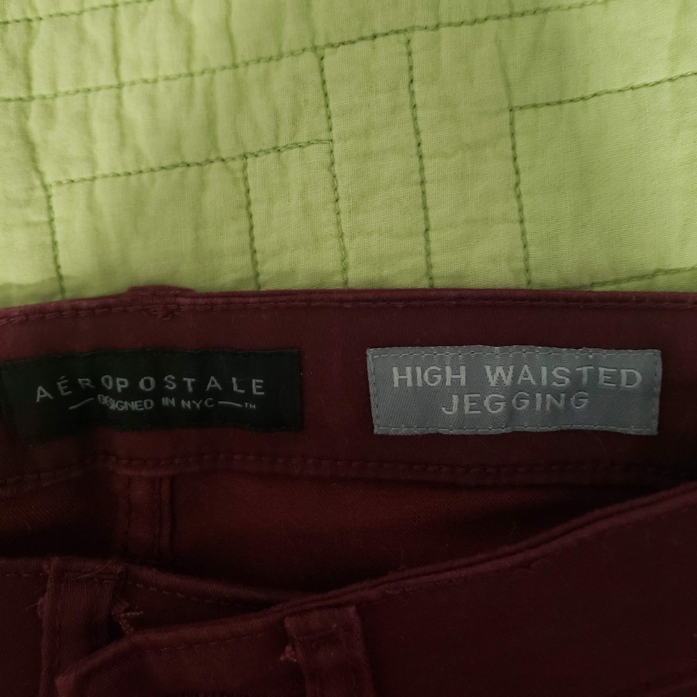 High Waisted Maroon Jeggings - Picture 5 of 5